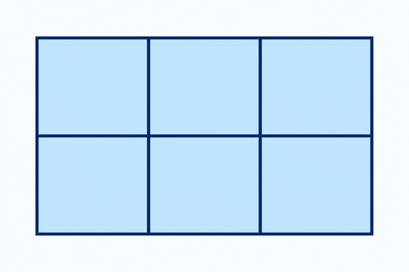 A 3 by 2 grid visualizing a three-to-two ratio