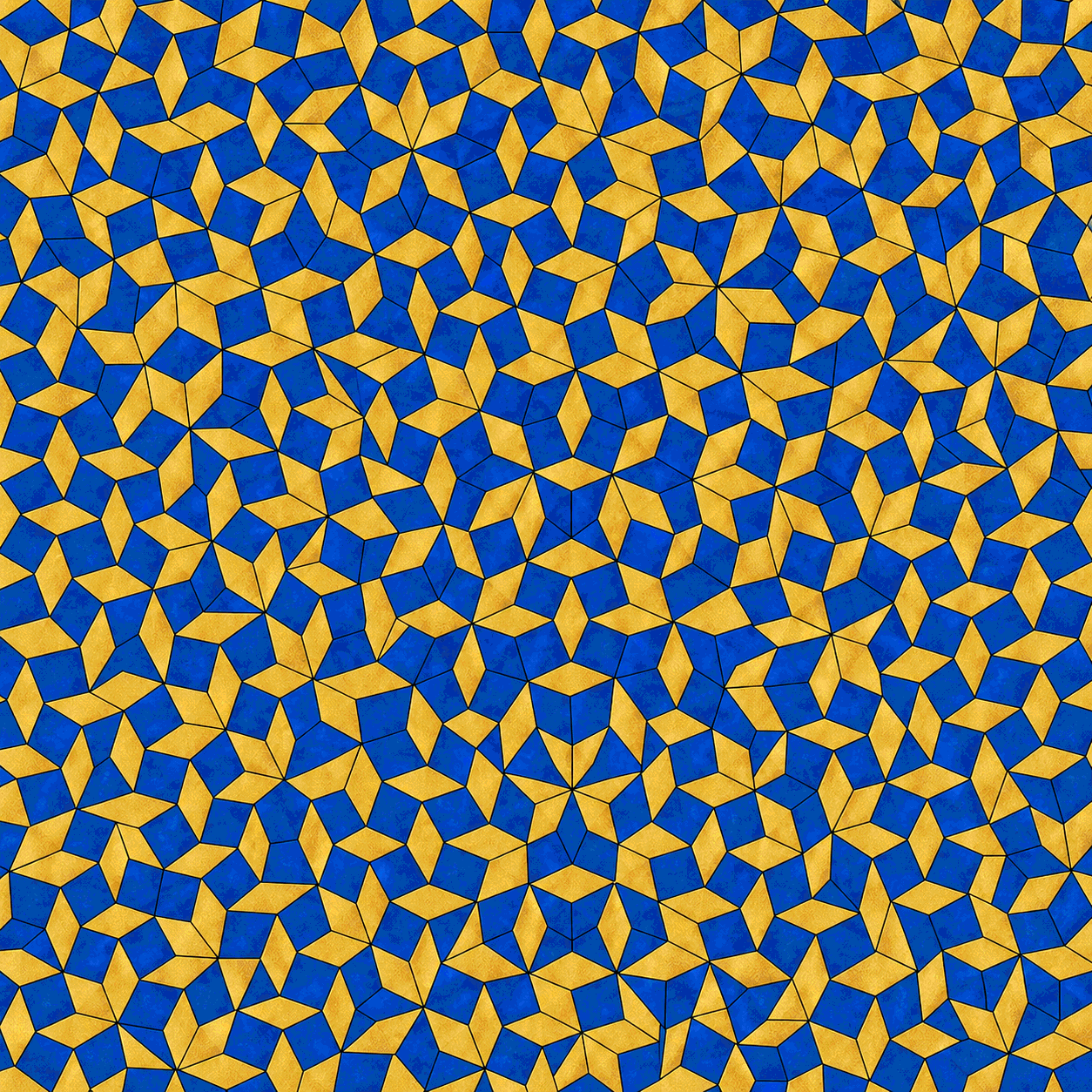 Penrose quasicrystal tiling using blue and gold rhombi
